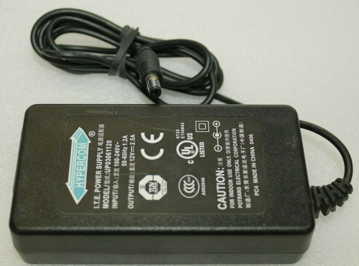 Hypercom ITE Power Supply 12V 2.5A Power Supply P/N UP03061120 Brand: Hypercom Type: Adapter Out