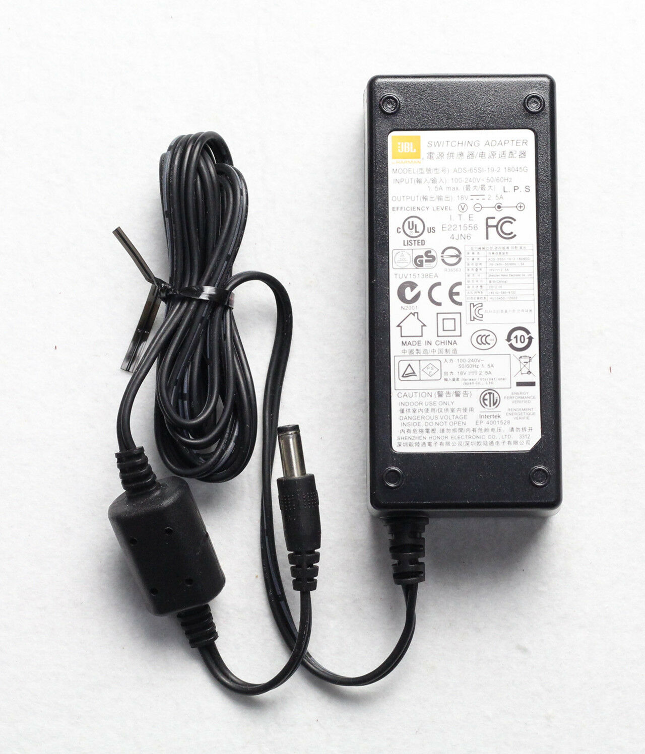 Switching Power Supply AC Adapter JBL ADS-65SI-19-2 18045G 18V-2.5A UPC: Does not apply Model: AD
