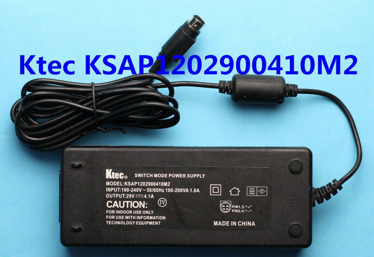 AC Adapter Ktec KSAP1202900410M2 29V 4.1A Power Supply Cord Left is positive, right is negative MPN