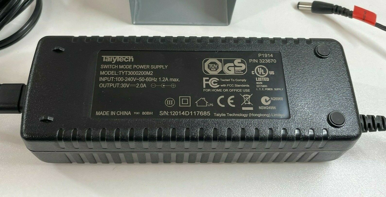 Genuine Taiytech TYT3000200M2 30V 2A AC Adapter Power Supply Charger p/n 323670 You are bidding on