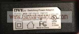 New Original 5V 2.5A DVE DSA-15P-05 US 050125 Ac Power Adapter