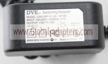 New Original 12V 1.5A DVE DSA-20P-10 120180 AC Adapter