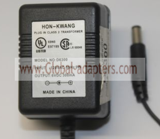 New Original 6V 300mA Hon-Kwang D6300 AC Adapter - Click Image to Close