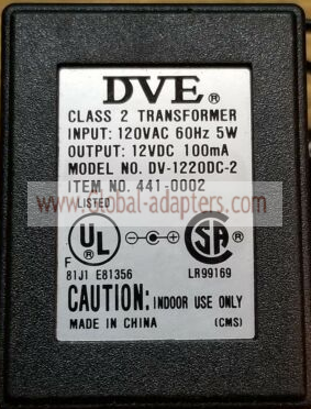 New Original 12V 100mA DVE DV-1220DC-2 AC Adapter - Click Image to Close
