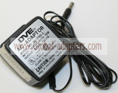 New Original 9.5V 0.75A DVE DV-9750-3 AC Adapter - Click Image to Close