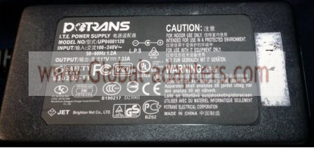 New Original 12V 3.33A Potrans UP04081120 Power AC Adapter