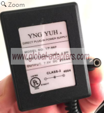 NEW 7.5V 200mA YNG YUH YP-007 AC Power Supply Adapter - Click Image to Close
