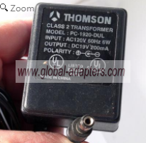 NEW 19V 200mA Thomson Transmitter Inc Class 2 PC-1920-DUL AC ADAPTER