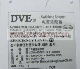 New Original 12V 5A DVE DSA-60PFE-12 120500 Switching Adapter