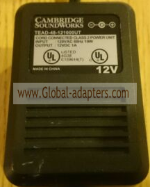 New Original 12V 1A Cambridge SoundWorks TEAD-48-121000UT AC adapter - Click Image to Close