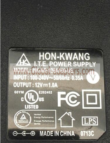 New Original 12V 1A Hon-Kwang HK-A0-120A100-US Condor Ruckus Wireless AC Adapter