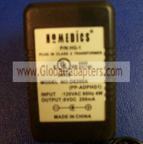 New Original 6V 300mA Homedics D6200A AC Power Adapter - Click Image to Close