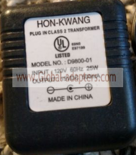New Original 15V 500mA HON-KWANG D9800-01 CLASS 2 Ac Adapter