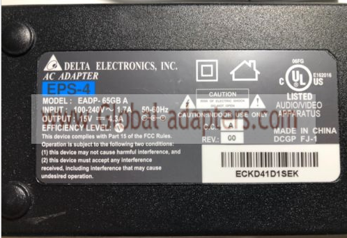 New Original 15V 4.3A DELTA EADP-65GB A EPS-4 AC ADAPTER