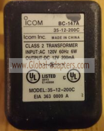 New Original 12V 200mA ICOM BC-147A AC Power Adapter