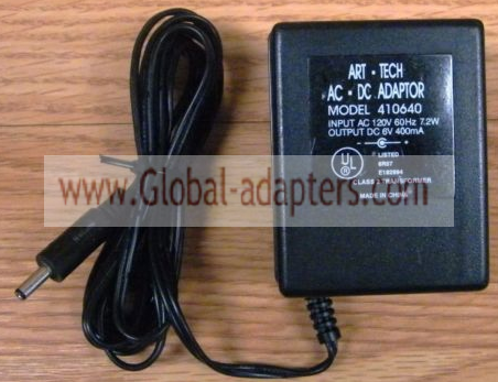 New Original 6V 400mA Art-Tech 410640 AC Adaptor