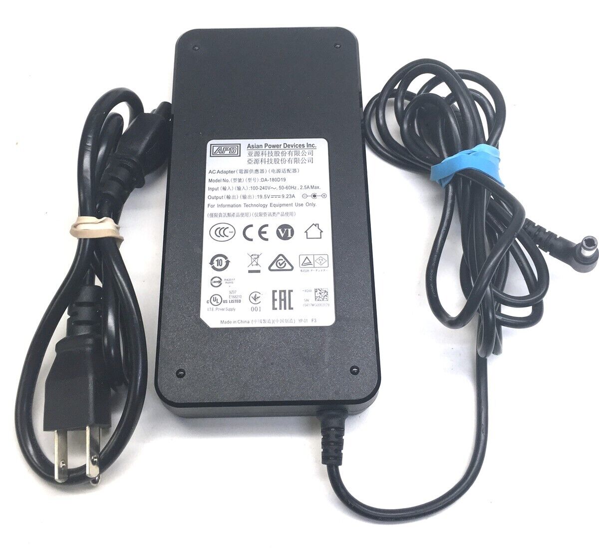 APD AC Adapter Power Supply for Clevo Sager Laptop DA-180D19 19.5V 9.23A 180W Item Condition: Un - Click Image to Close