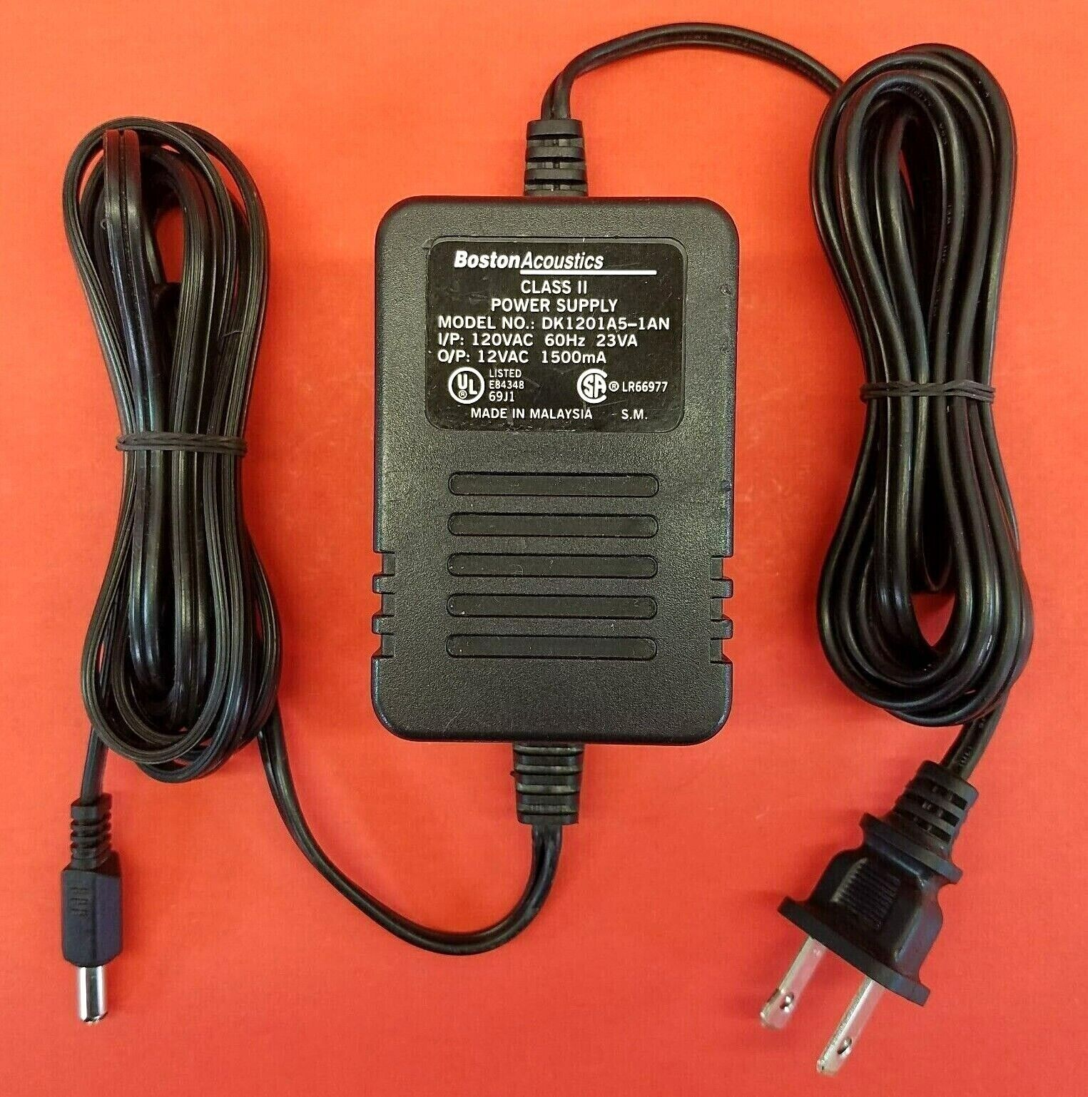 Genuine BOSTON ACOUSTICS DK1201A5-1AN Power Supply 12V ~ 1500mA OEM AC Adapter Type: Power Supply