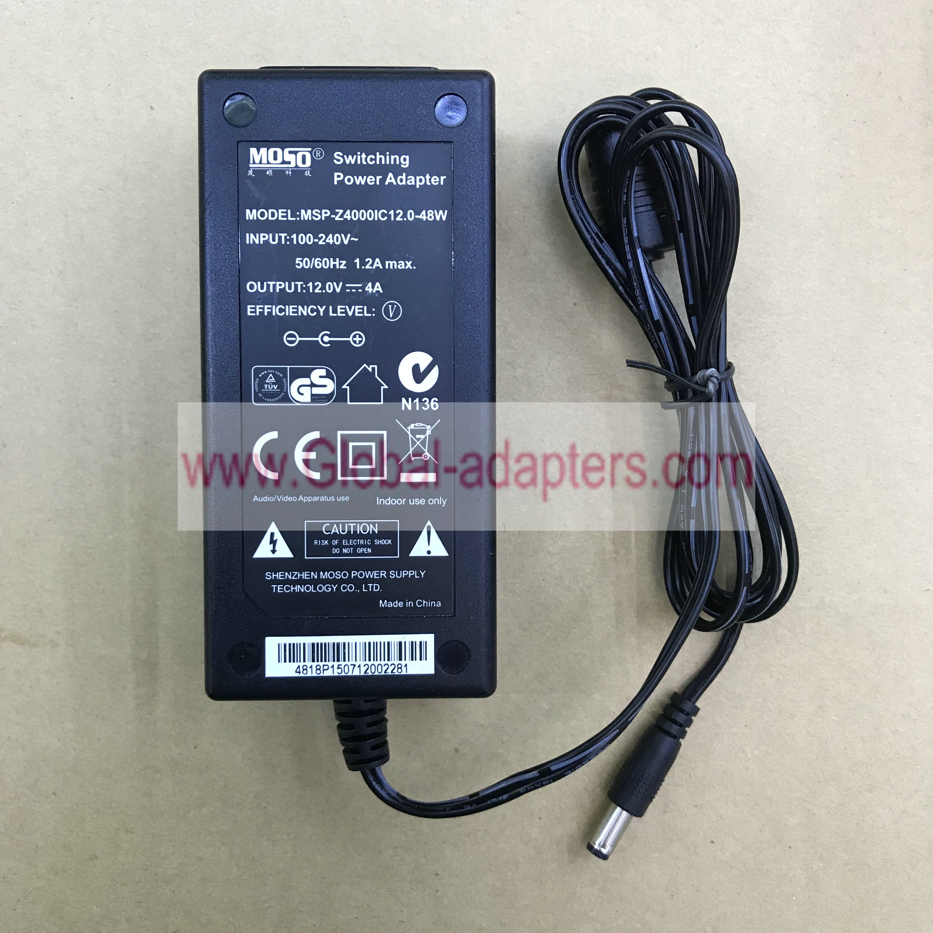 Original MOSO 12V 4A MSP-Z4000IC12.0-48W ac power adapter 5.5mm 2.1mm