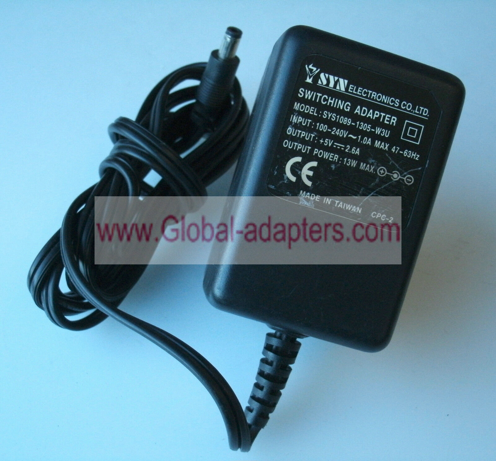 NEW SYN ELECTRONICS SYS1089-1305-W3U 5V 2.6A SWITCHING ADAPTER UK PLUG - Click Image to Close