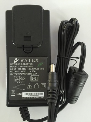 NEW WATEX/SUNNY 15V 4.33A ac adapter SYS1183-6515 power supply