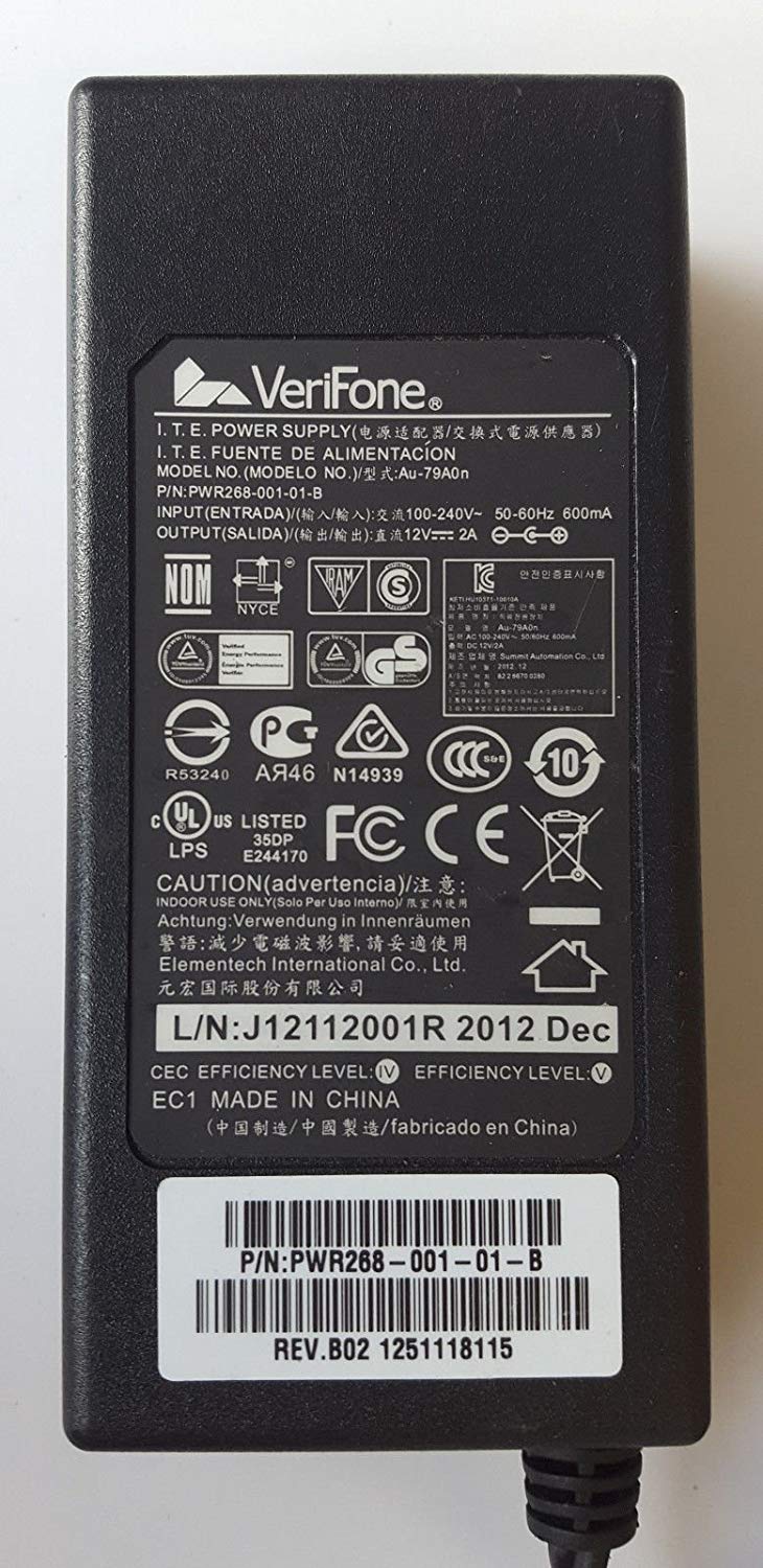 New 12V 2A VeriFone PWR268-001-01-B AU-78A0N AC Adapter for VeriFone VX680 Power Supply 5.5*2.1mm